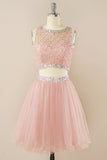 Blush Beading Korte Homecoming Jurk