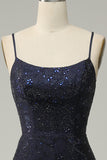 Navy Sweetheart Beaded Galajurk met Split