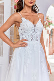 Ivoren Criss-Cross Straps Back A-Lijn Tule Trouwjurk