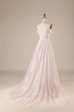 Ivoor afneembaar Off the Shoulder Corset Tulle Trouwjurk