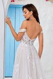 Afneembare Off the Shoulder Corset Tule A Line Trouwjurk